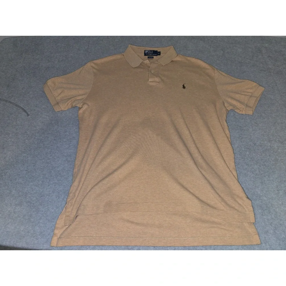 Polo Ralph Lauren Mens Short Sleeve Cotton Polo Shirt Tan Camel Pony Logo M